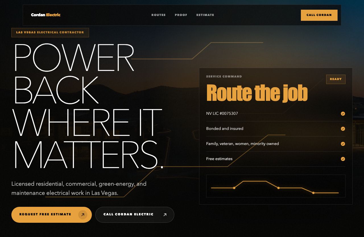 An electrician website built by Dalley Digital