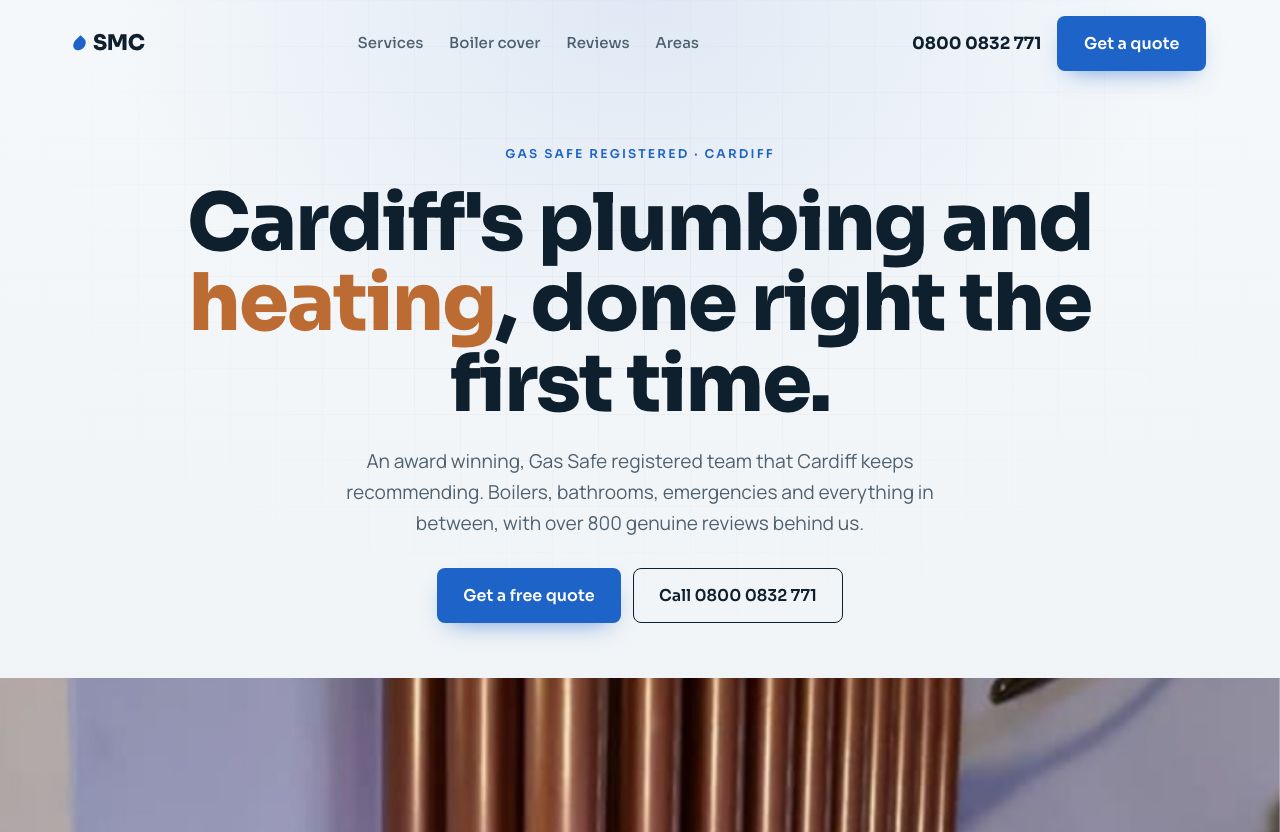 A plumbing and heating website built by Dalley Digital